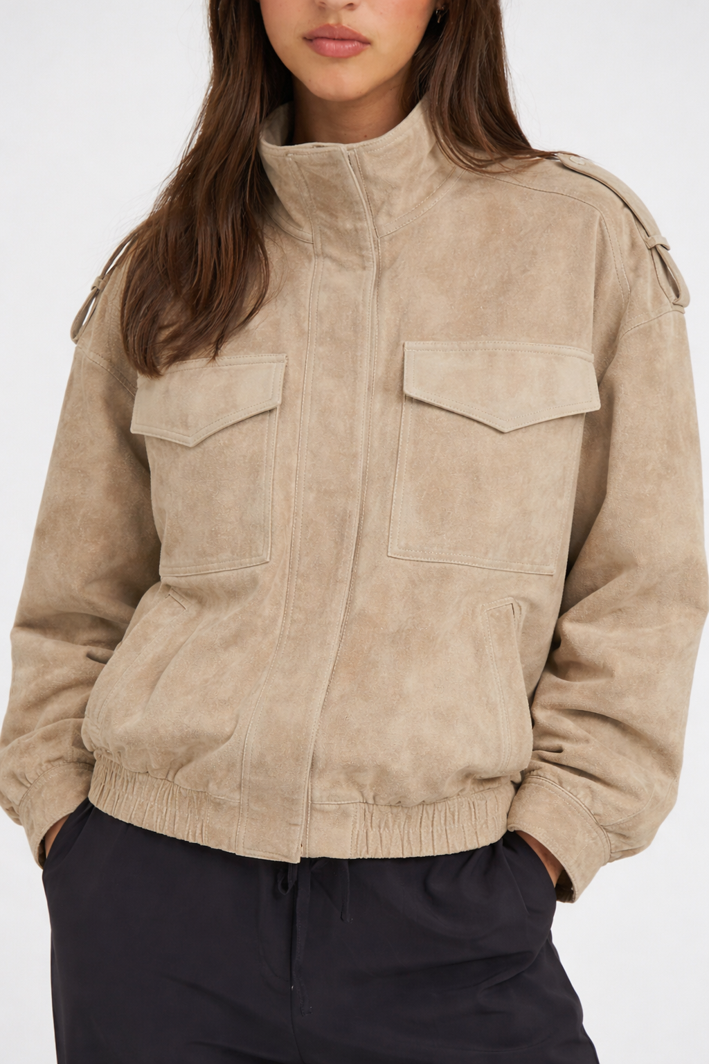 Suede Zip Up Jacket