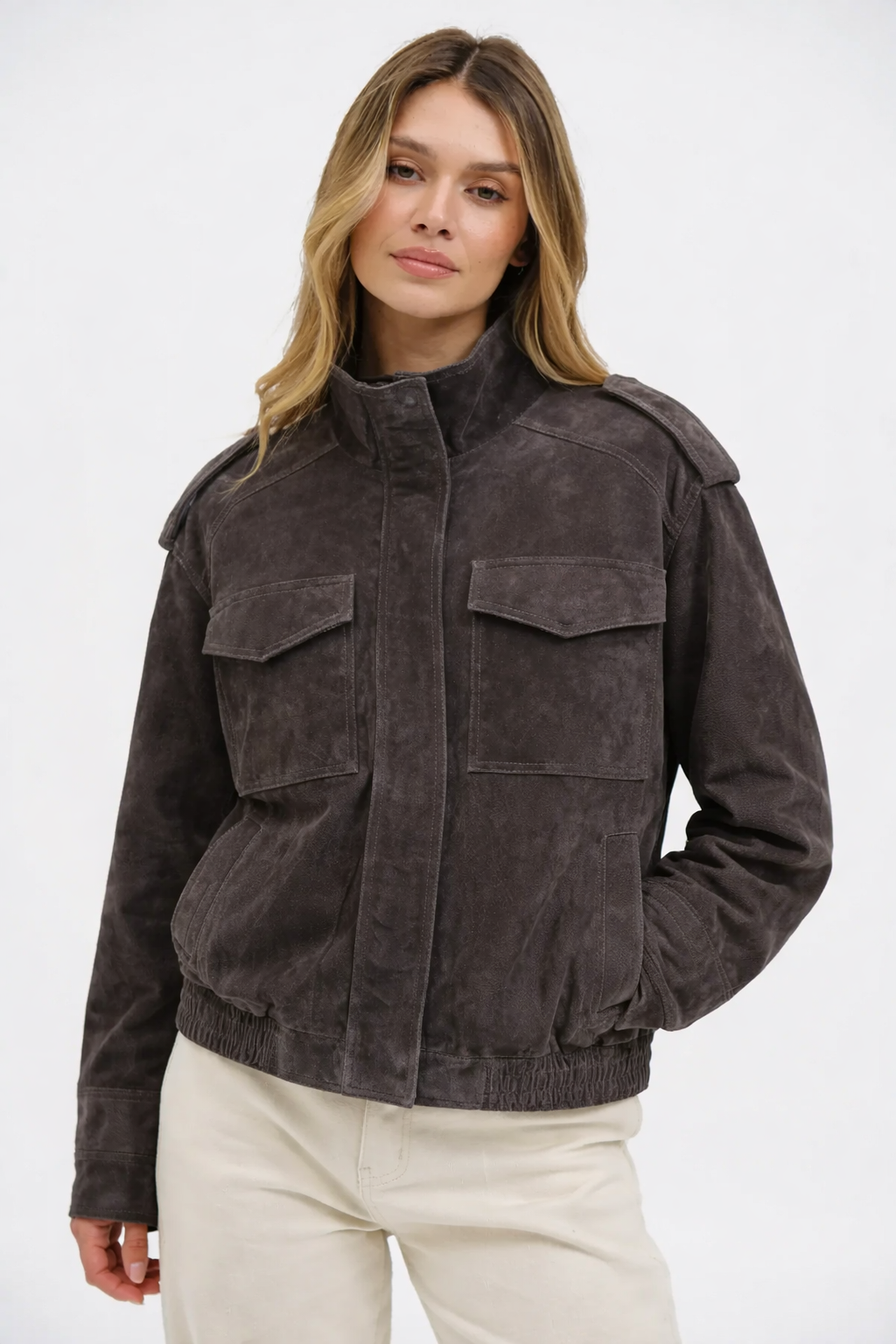 Suede Zip Up Jacket