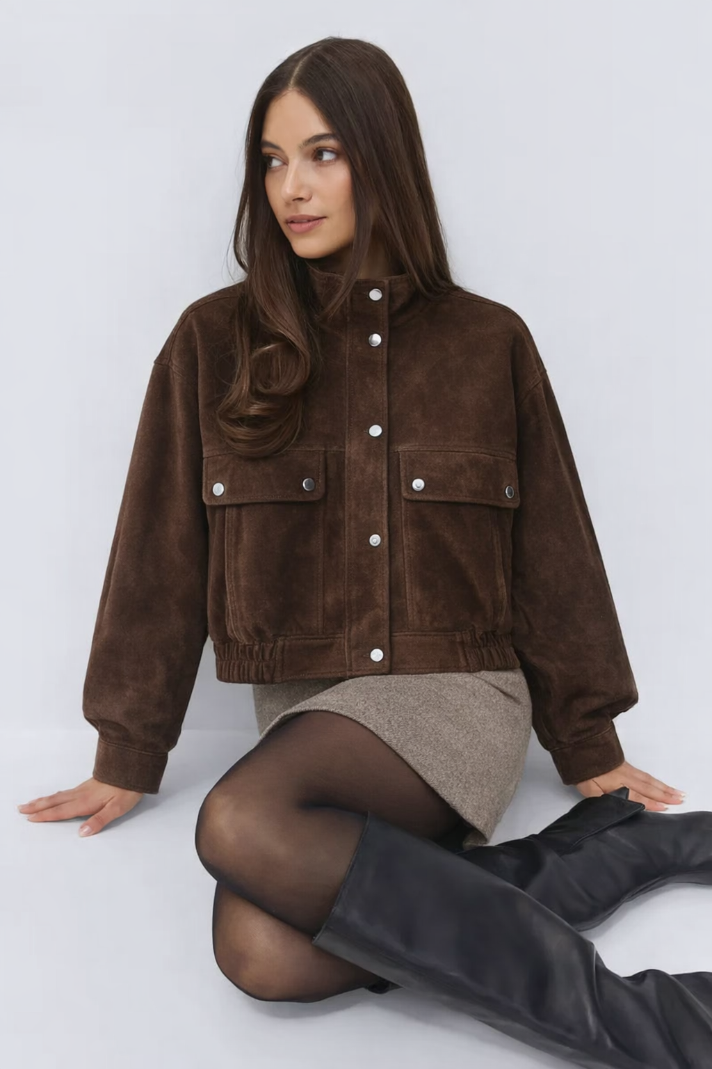 Leather Suede Bomber Jacket