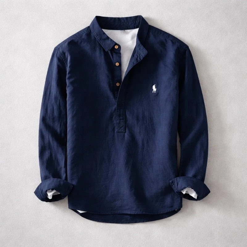 Premium Japanese Linen Henley Shirt — Clearance Sale