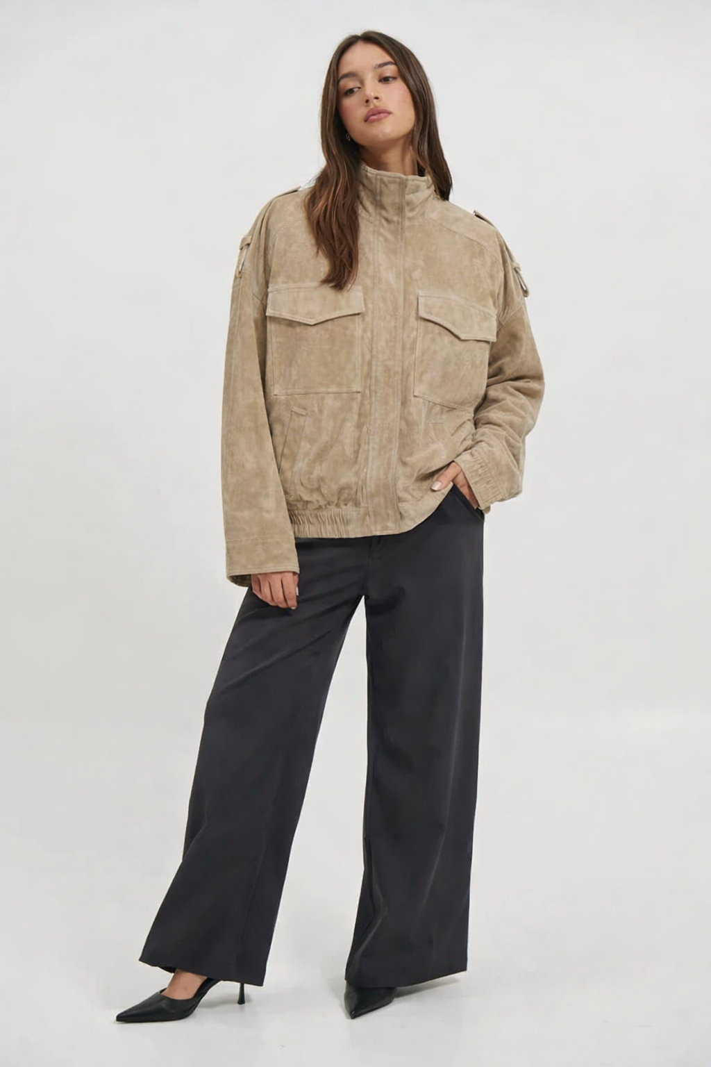 Suede Zip Up Jacket