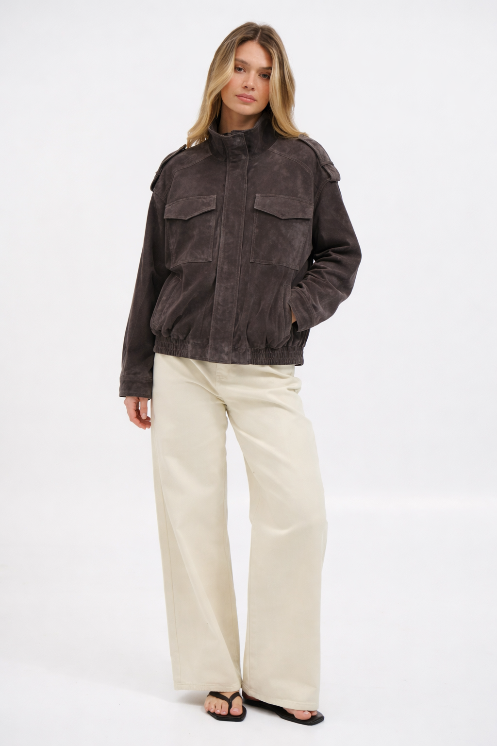 Suede Zip Up Jacket