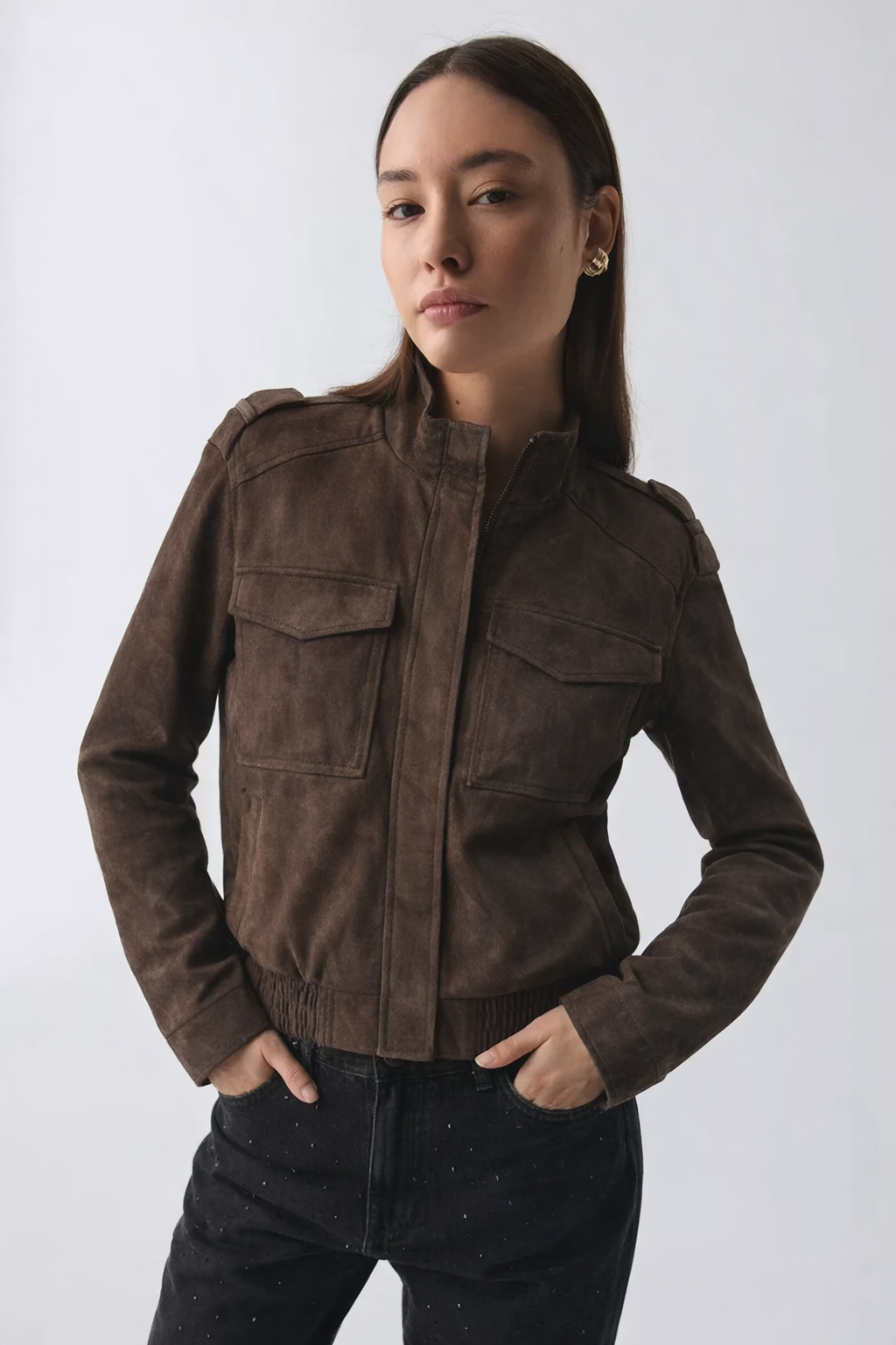 Suede Zip Up Jacket