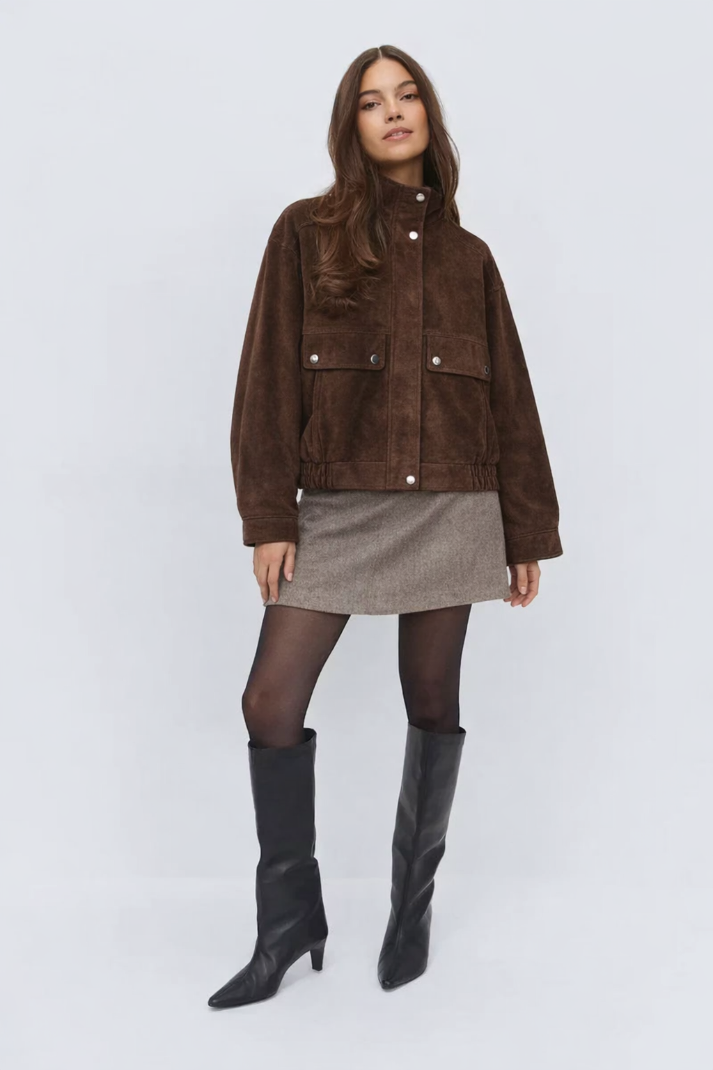 Leather Suede Bomber Jacket